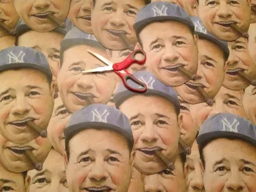 Look at all the Babes: Babe Ruth masks being prepared. - Courtesy Tom Derry