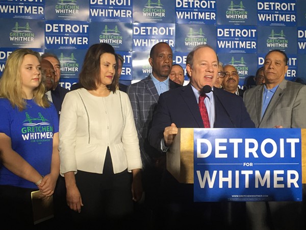Detroit Mayor Mike Duggan endorses former state Sen. Gretchen Whitmer for Michigan governor. - VIOLET IKONOMOVA