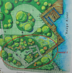 A rendering on a sign at the site shows plans for the park. - Photo by Michael Jackman