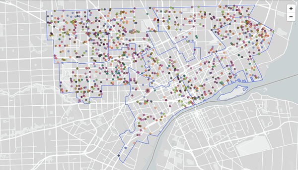 This interactive map allows you to see every single reported crime in Detroit