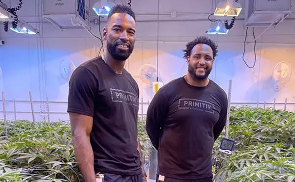Primitiv 
    primitivgroup.com
    
    Primitiv is a cannabis brand founded by former Detroit Lions players Calvin Johnson and Rob Sims. The partners have been growing the plant at their facility (with a staff of about 15 people) in Webberville, and selling it into the Michigan distribution system for more than a year.
    
    Photo courtesy of Primitiv