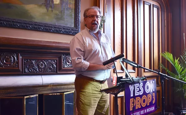Jeff Timmer, longtime Republican strategist, speaking to a group during a Yes on Prop 3 rally in Grand Rapids on Nov. 5, 2022.