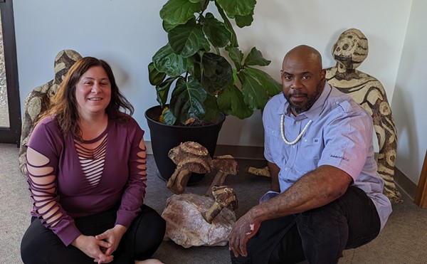Julie Barron (left) and Modou Baqui (right) work with Decriminalize Nature Michigan and are leading a psychedelic therapy training.