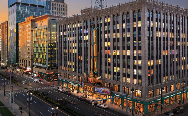 A conceptual rendering of the planned Fox Hotel in the Fox Theatre building on Woodward Avenue in downtown Detroit.