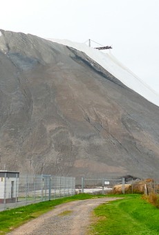 Overburden stockpile from potash mining underground, near Wunstorf, Lower Saxony, Germany