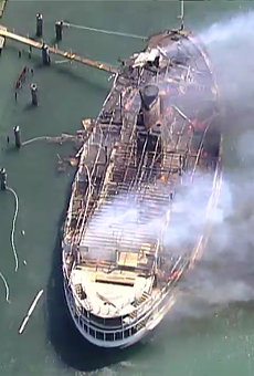Boblo Boat catches fire outside Detroit marina