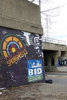A hand-painted sign welcomes visitors to “Springwells Village” — though many residents are unfamiliar with that name.