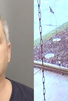 Jeffrey Zeigler pictured in his mug shot, left, and in a still from a home surveillance video on the right.