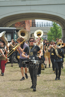 DPMB performing along the Dequindre Cut in 2018.