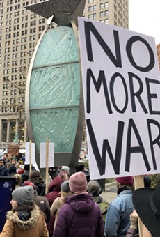 Anti-war rally in Detroit on Saturday.