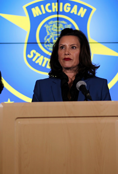 Gov. Gretchen Whitmer during a recent press conference on the coronavirus.