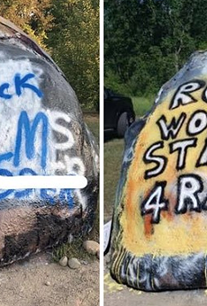Anti-racism movement in conservative Romeo swells after rock defaced with racial slurs and blue lines