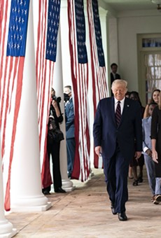 President Donald Trump walks with Judge Amy Coney Barrett, his nominee for Associate Justice of the Supreme Court of the United States.