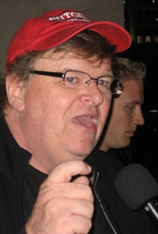 Did Michael Moore unwittingly attend an anti-Trump rally allegedly organized by Russians?