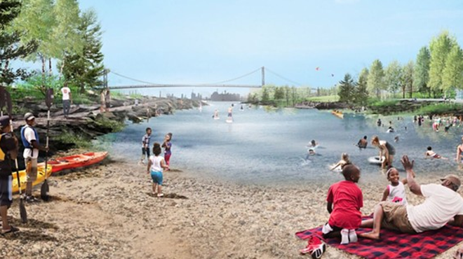 West Riverfront Park design winner envisions beachy cove for swimming