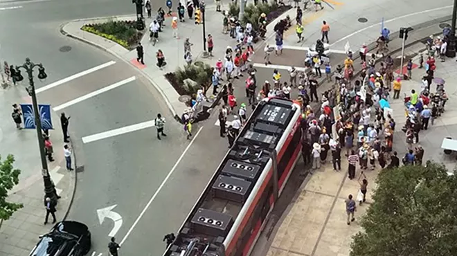 Poor People's Campaign protest halts QLine service downtown