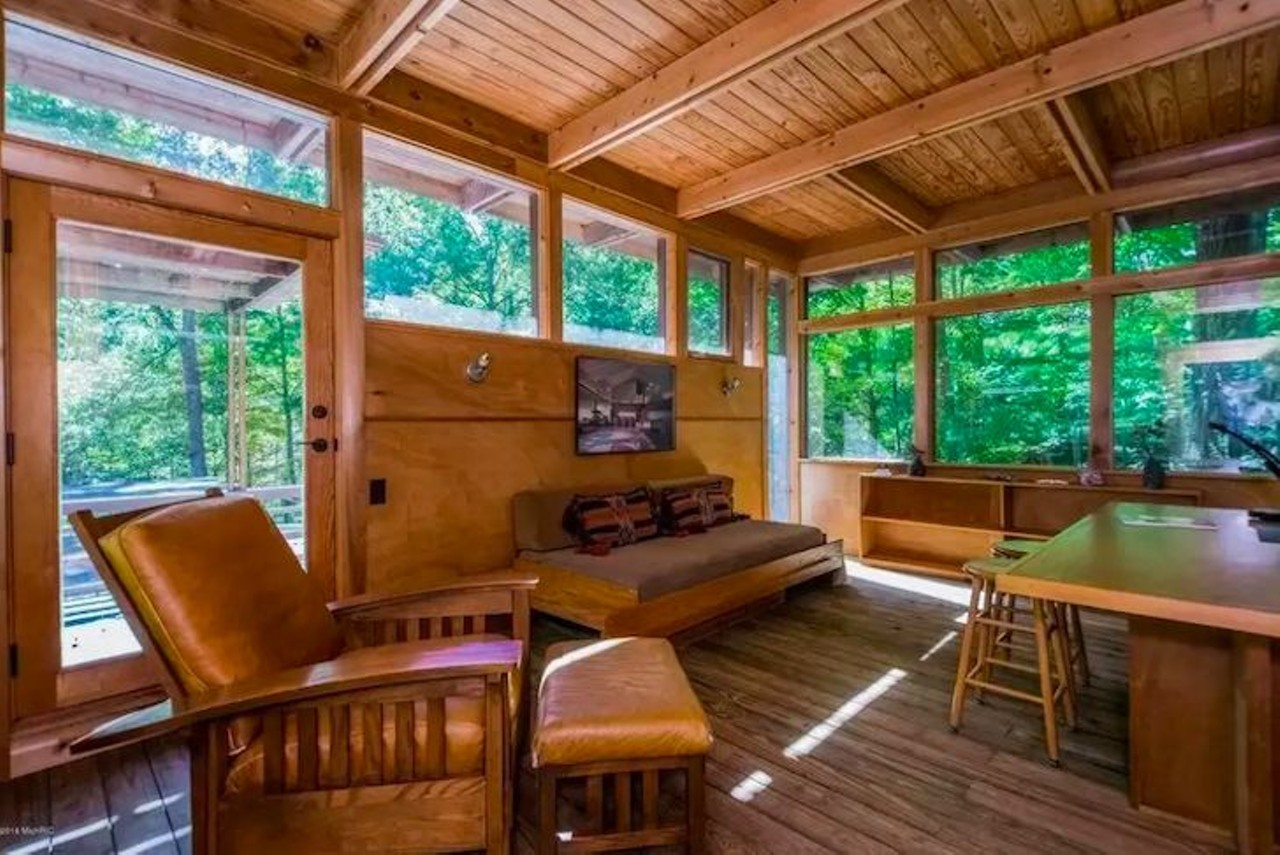 This zen $385k Frank Lloyd Wright-inspired home near Grand Rapids comes with a Buddha