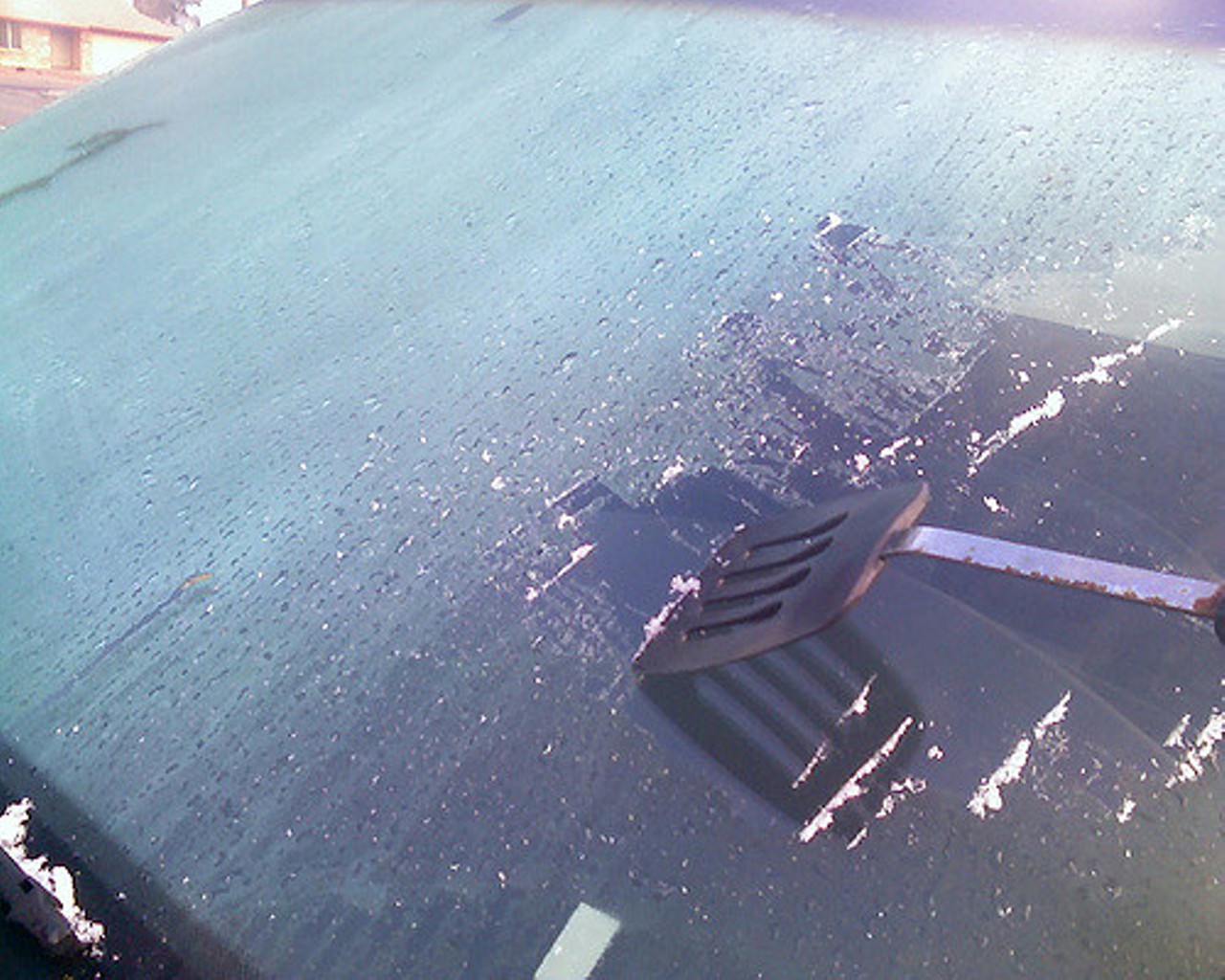  Scraping your windshield with anything you can find  
Anything can become an ice scraper if you try hard enough. CD, credit card, spatula &#151; whatever! 
Photo via  Flickr, user Robeeena 