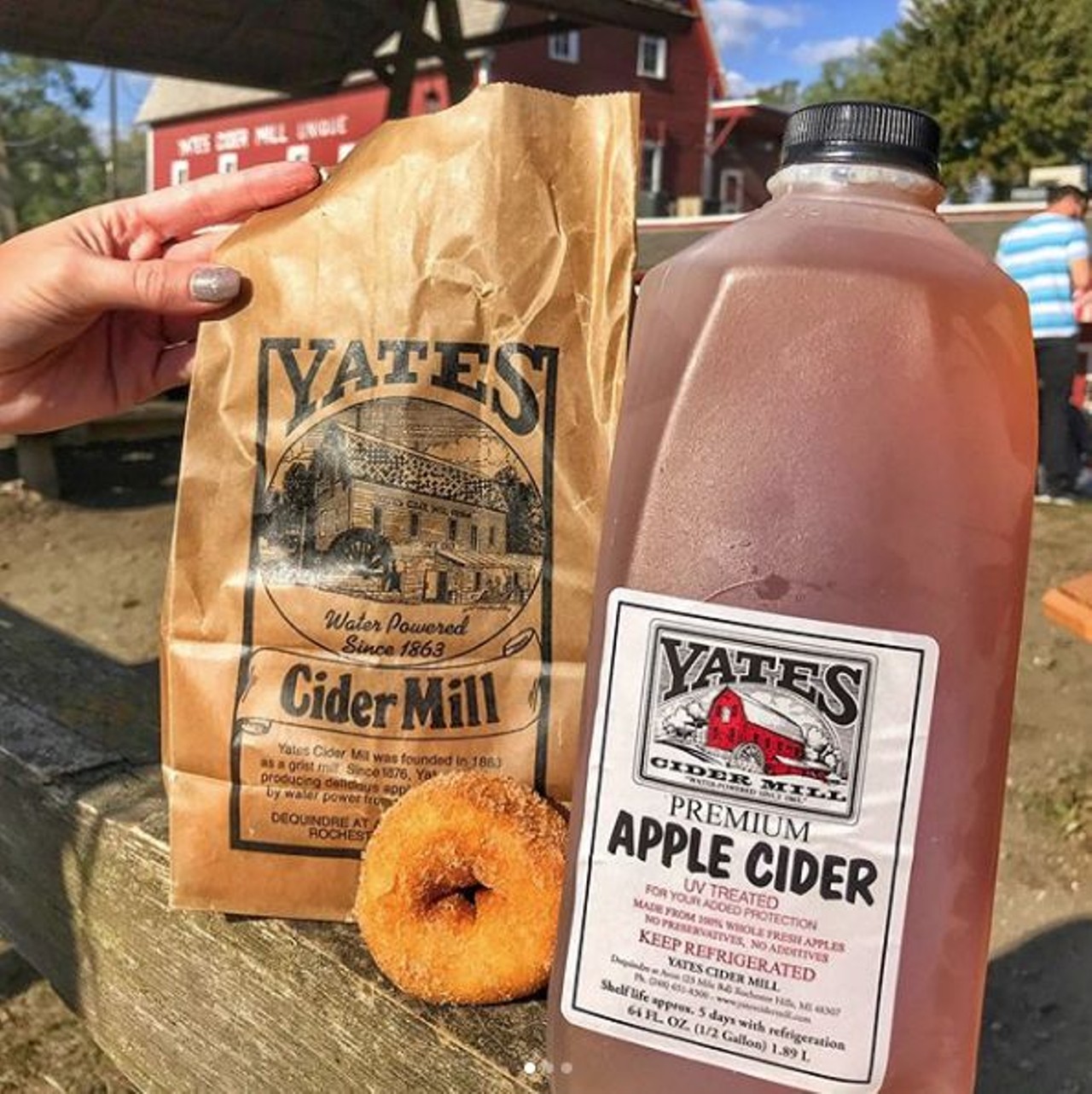 Share fall treats at a Cider Mill 
Yates Cider Mill at 1990 E Avon Rd., Rochester Hills.
&nbsp;
The Yates river walk skirts around the Clinton River, offering a gorgeous scenic stroll as the leaves turn colorful and crunchy. It&#146;s a great place to meander, see baby goats and eat classic fall treats. The donuts come in plain, powdered and cinnamon sugar - plus, there&#146;s cider, fudge, caramel apples, and a grill. And if Yates is a bit of a drive, there are a number of other cider mills scattered across southeast Michigan - each with their own amenities, but all prime for a fall date night. Free admission, splurge and stockpile food at your own discretion. Photo via @eat_detroit.