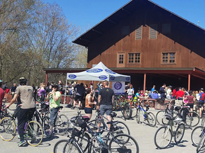 The annual ride stops for beer at the Paint Creek Cider Mill.