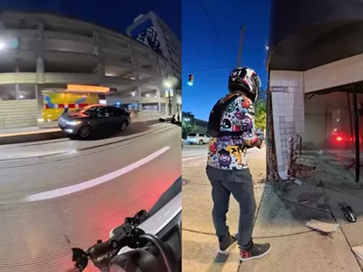 A video posted to Facebook shows a driver losing control of their vehicle and crashing through the building at 5708 Woodward Ave., Detroit.
