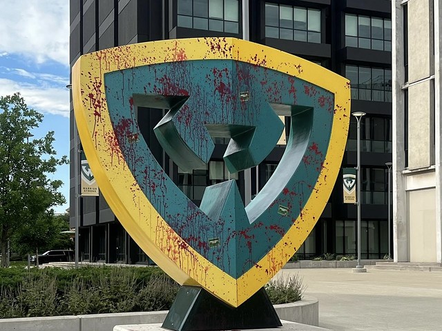 Wayne State University’s “W” sign was vandalized Wednesday.