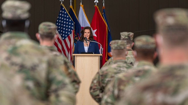 Gov. Gretchen Whitmer addresses the 3rd Battalion, 238th Aviation Regiment, of the Michigan National Guard.