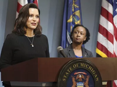Gov. Gretchen Whitmer, left, with Dr. Joneigh Khaldun, the state's chief medical officer.