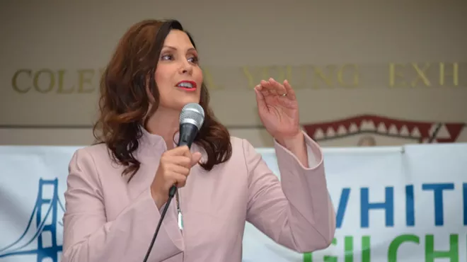 Gov. Gretchen Whitmer on Wednesday during a campaign rally at Detroit’s Charles H. Wright Museum of African American History.