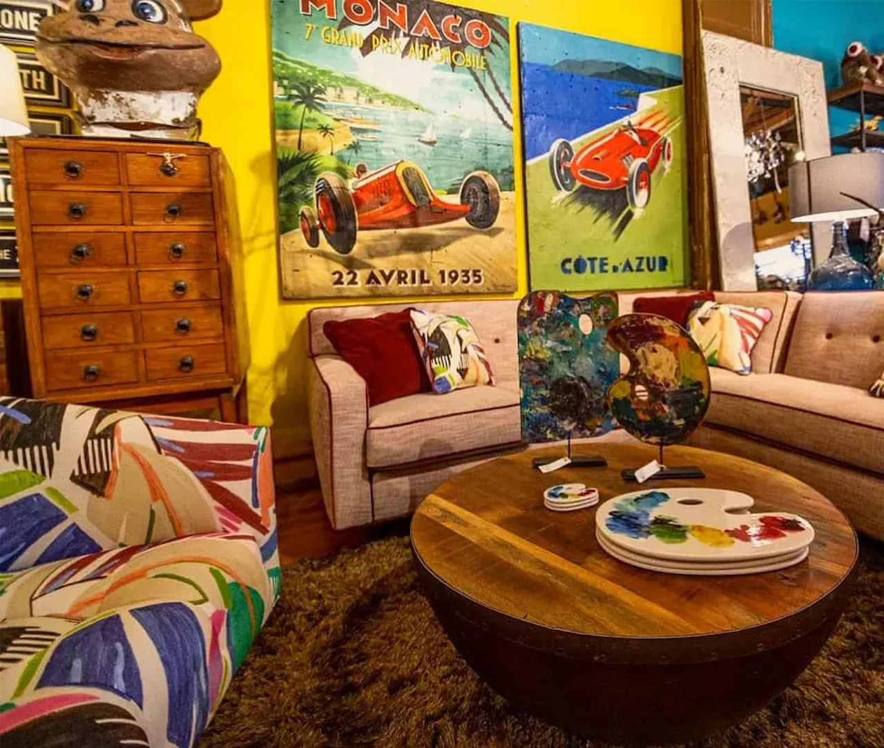  Leon & Lulu 96 W. 14 Mile Rd., Clawson; 248-288-3600 The stock at this converted roller rink is nothing short of eclectic and includes high end and custom furniture, women&#146;s clothing, gifts, accessories, and more. A recent 7,800 square foot addition, referred to as "The Show," is home to the Three Cats Cafe serving tea and lunches. Who are Leon and Lulu? The owner's cat and dog. Photo via Leon & Lulu / Facebook 