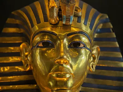 Funeral mask of the Pharoah Tutankhamun.