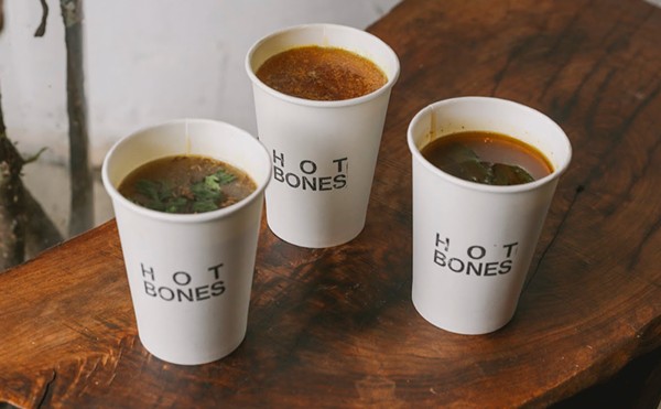 Bone broth at Hot Bones come in three options: beef, chicken, and vegetarian.